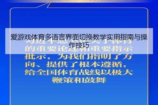爱游戏体育多语言界面切换教学实用指南与操作技巧